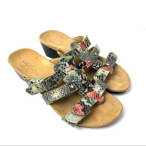 Vionic by Orthaheel Park Radia Snakeprint Print Wedge Sandals Size 8 Wide